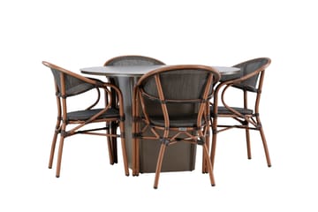 Matgruppe Santa 120 cm Rund med 4 Vila Real Stoler - Brun - Hagemøbler & utemiljø - Hagegruppe - Spisegrupper hage