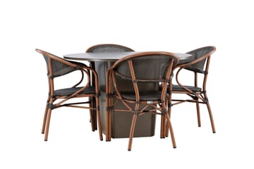 Matgruppe Santa 120 cm Rund med 4 Vila Real Stoler - Brun - Hagemøbler & utemiljø - Hagegruppe - Spisegrupper hage