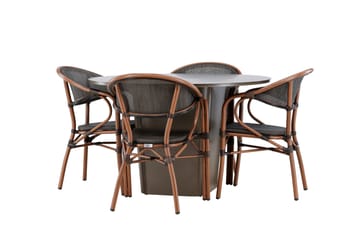 Matgruppe Santa 120 cm Rund med 4 Vila Real Stoler - Brun - Hagemøbler & utemiljø - Hagegruppe - Spisegrupper hage