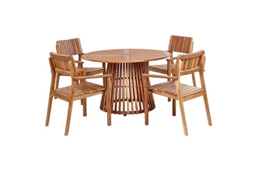 Matsalsset Beliani Agello Ljus trä, 4-Sits, Nej Light wood - Hagemøbler & utemiljø - Hagegruppe - Spisegrupper hage