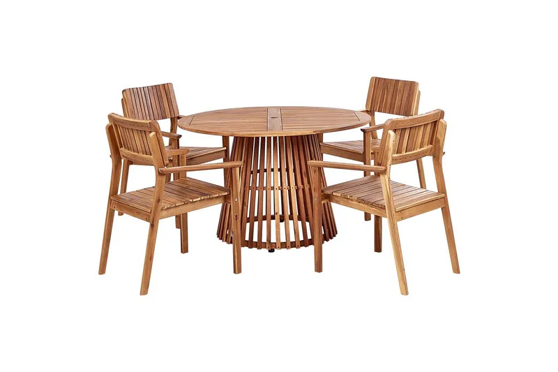 Matsalsset Beliani Agello Ljus trä, 4-Sits, Nej Light wood