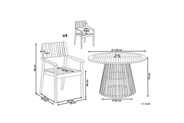 Matsalsset Beliani Agello Ljus trä, 4-Sits, Nej Light wood - Hagemøbler & utemiljø - Hagegruppe - Spisegrupper hage
