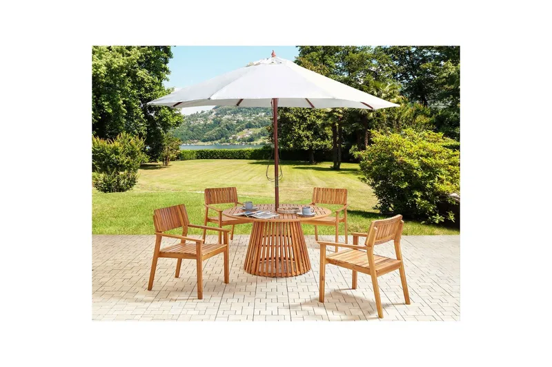 Matsalsset Beliani Agello Ljus trä/beige, 4-Sits, Ja Light wood||Beige - Hagemøbler & utemiljø - Hagegruppe - Spisegrupper hage