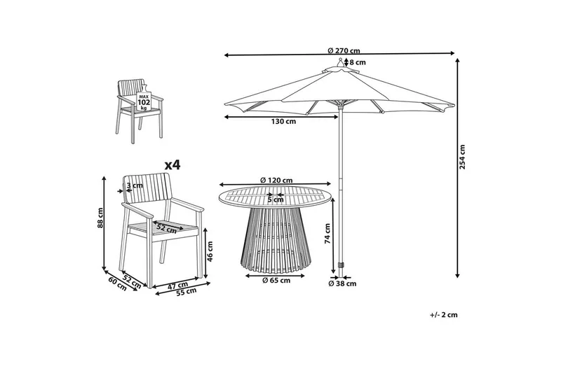 Matsalsset Beliani Agello Ljus trä/beige, 4-Sits, Ja Light wood||Beige - Hagemøbler & utemiljø - Hagegruppe - Spisegrupper hage