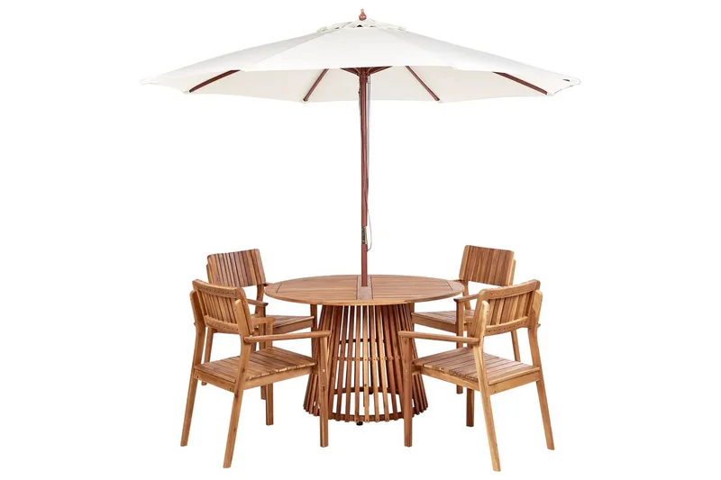 Matsalsset Beliani Agello Ljus trä/beige, 4-Sits, Ja Light wood||Beige