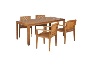 Matsalsset Beliani Baratti 4-Sits Light wood - Hagemøbler & utemiljø - Hagegruppe - Spisegrupper hage