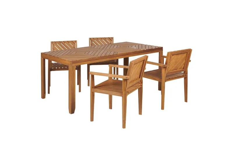 Matsalsset Beliani Baratti 4-Sits Light wood