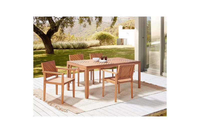 Matsalsset Beliani Baratti 4-Sits Light wood - Hagemøbler & utemiljø - Hagegruppe - Spisegrupper hage
