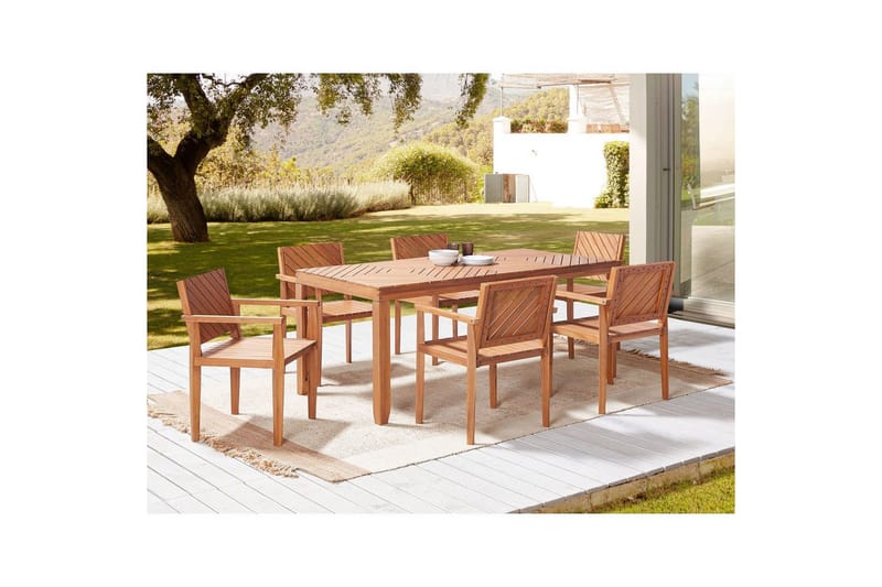 Matsalsset Beliani Baratti 6-Sits Light wood - Hagemøbler & utemiljø - Hagegruppe - Spisegrupper hage