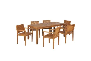 Matsalsset Beliani Baratti 6-Sits Light wood - Hagemøbler & utemiljø - Hagegruppe - Spisegrupper hage