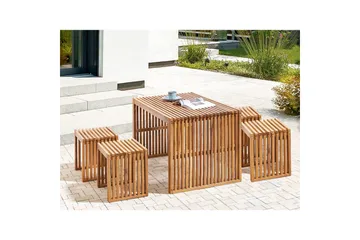 Matsalsset Beliani Bellano 4-Sits Light wood - Hagemøbler & utemiljø - Hagegruppe - Spisegrupper hage