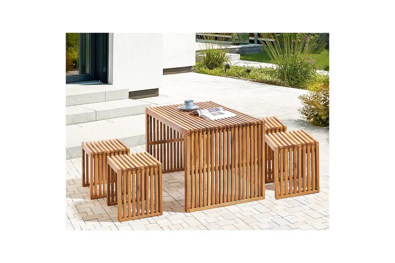 Matsalsset Beliani Bellano 4-Sits Light wood - Hagemøbler & utemiljø - Hagegruppe - Spisegrupper hage