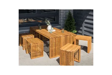 Matsalsset Beliani Bellano 6-Sits Light wood - Hagemøbler & utemiljø - Hagegruppe - Spisegrupper hage