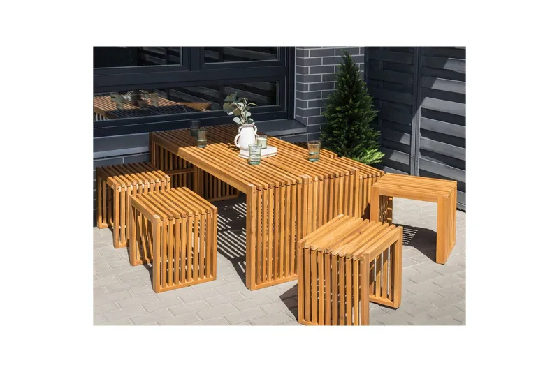 Matsalsset Beliani Bellano 6-Sits Light wood - Hagemøbler & utemiljø - Hagegruppe - Spisegrupper hage