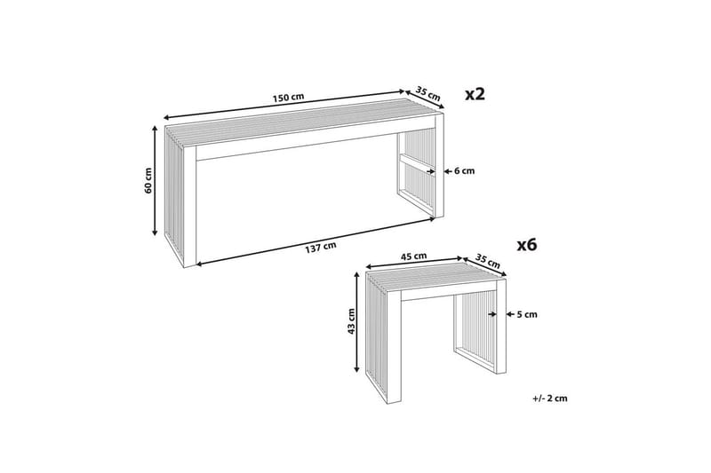 Matsalsset Beliani Bellano 6-Sits Light wood - Hagemøbler & utemiljø - Hagegruppe - Spisegrupper hage