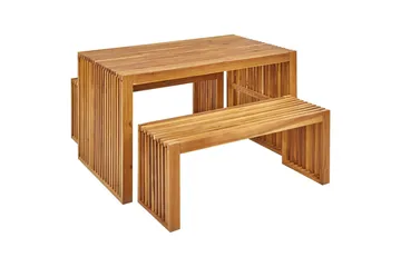 Matsalsset Beliani Bellano med 2 bänkar Light wood - Hagemøbler & utemiljø - Hagegruppe - Spisegrupper hage