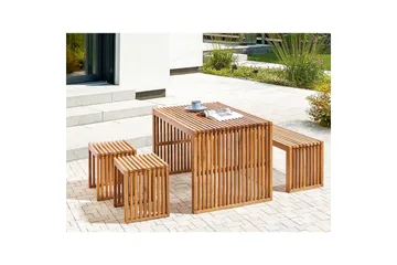 Matsalsset Beliani Bellano med bänk Light wood - Hagemøbler & utemiljø - Hagegruppe - Spisegrupper hage