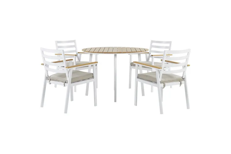 Matsalsset Beliani Cavoli Vit/ljust trä/beige White||Light wood||Beige