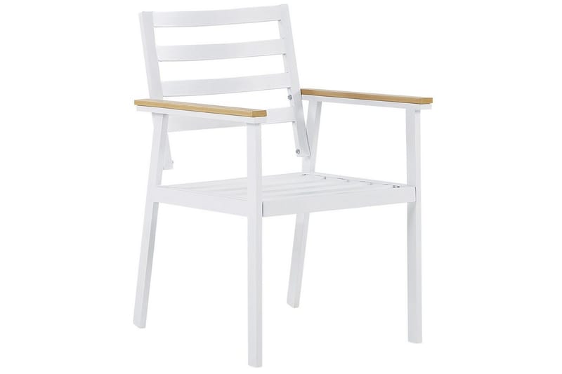 Matsalsset Beliani Cavoli Vit/ljust trä/beige White||Light wood||Beige - Hagemøbler & utemiljø - Hagegruppe - Spisegrupper hage