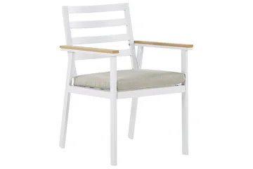 Matsalsset Beliani Cavoli Vit/ljust trä/beige White||Light wood||Beige - Hagemøbler & utemiljø - Hagegruppe - Spisegrupper hage