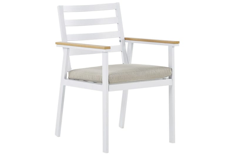 Matsalsset Beliani Cavoli Vit/ljust trä/beige White||Light wood||Beige - Hagemøbler & utemiljø - Hagegruppe - Spisegrupper hage