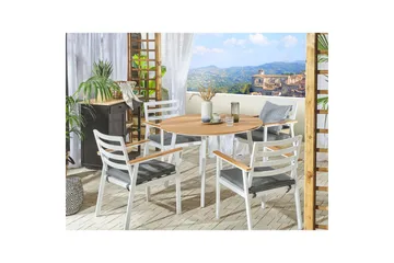 Matsalsset Beliani Cavoli Vit/ljust trä/beige White||Light wood||Grey - Hagemøbler & utemiljø - Hagegruppe - Spisegrupper hage