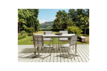 Matsalsset Beliani Cosoleto Grå/Silver, 4-Sits White||Beige||Silver - Hagemøbler & utemiljø - Hagegruppe - Spisegrupper hage