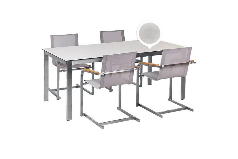 Matsalsset Beliani Cosoleto Grå/Silver, 4-Sits White||Beige||Silver