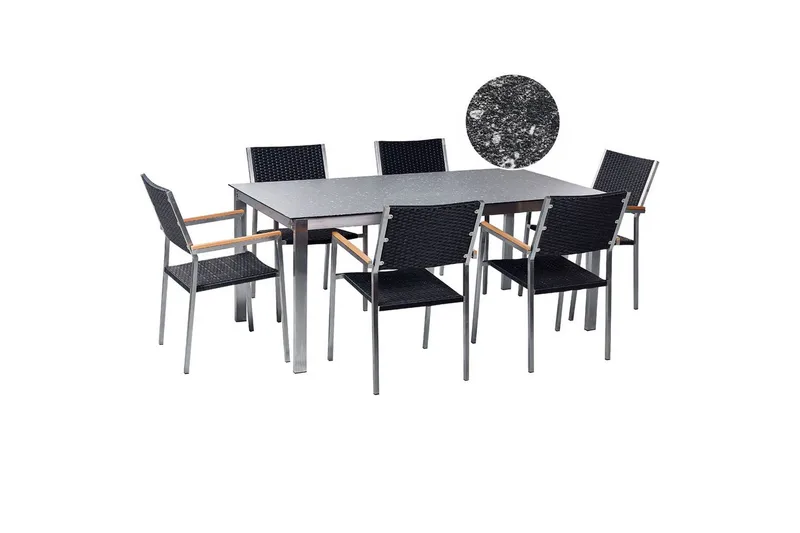Matsalsset Beliani Cosoleto/Grosseto Grå/Silver, 6-Sits Black||Silver