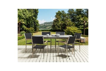 Matsalsset Beliani Cosoleto/Grosseto Grå/Silver, 6-Sits Black||Silver - Hagemøbler & utemiljø - Hagegruppe - Spisegrupper hage