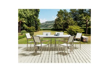 Matsalsset Beliani Cosoleto/Grosseto Grå/Silver, 6-Sits White Marble||Silver - Hagemøbler & utemiljø - Hagegruppe - Spisegrupper hage