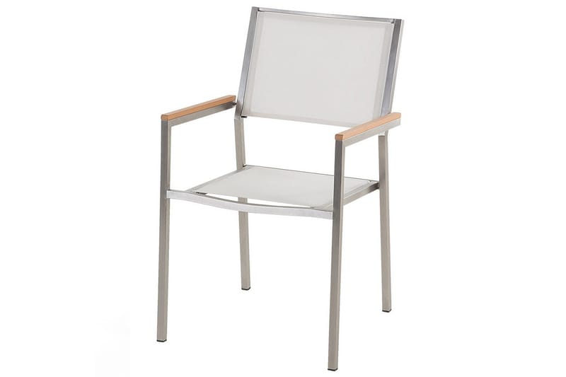 Matsalsset Beliani Cosoleto/Grosseto Grå/Silver, 6-Sits White Marble||Silver - Hagemøbler & utemiljø - Hagegruppe - Spisegrupper hage