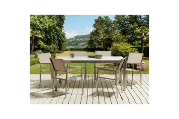 Matsalsset Beliani Cosoleto/Grosseto Grå/Silver, 6-Sits White||Beige||Silver - Hagemøbler & utemiljø - Hagegruppe - Spisegrupper hage