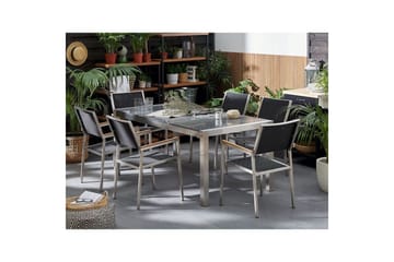 Matsalsset Beliani Grosseto Grafitgrå/Svart/Silver, 6-Sits Graphite grey||Black||Silver - Hagemøbler & utemiljø - Hagegruppe - Spisegrupper hage