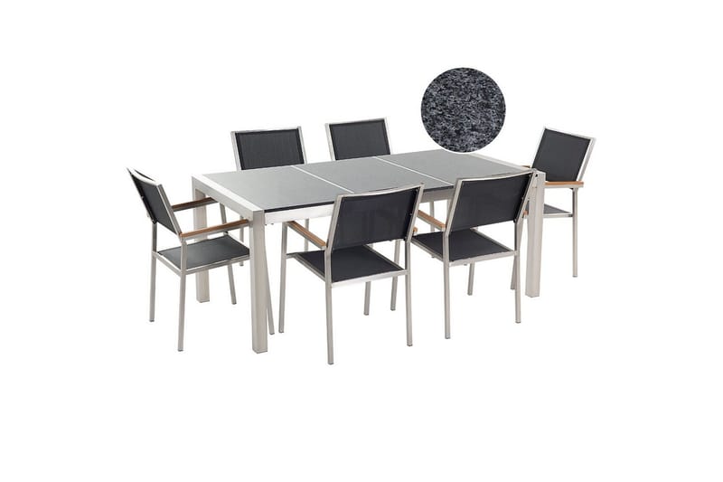 Matsalsset Beliani Grosseto Grafitgrå/Svart/Silver, 6-Sits Graphite grey||Black||Silver