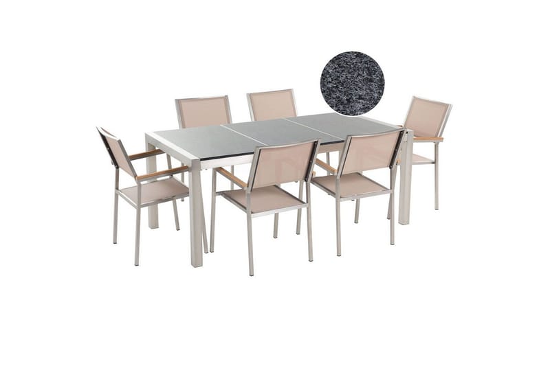 Matsalsset Beliani Grosseto Grafitgrå/Svart/Silver, 6-Sits Grey||Beige||Silver