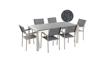 Matsalsset Beliani Grosseto Grafitgrå/Svart/Silver, 6-Sits Grey||Silver