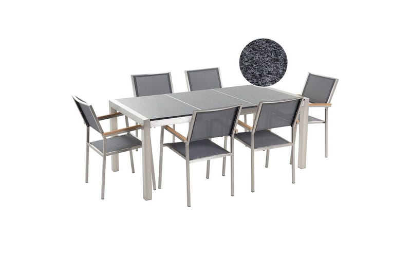 Matsalsset Beliani Grosseto Grafitgrå/Svart/Silver, 6-Sits Grey||Silver