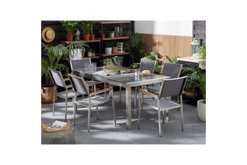 Matsalsset Beliani Grosseto Grafitgrå/Svart/Silver, 6-Sits Grey||Silver - Hagemøbler & utemiljø - Hagegruppe - Spisegrupper hage
