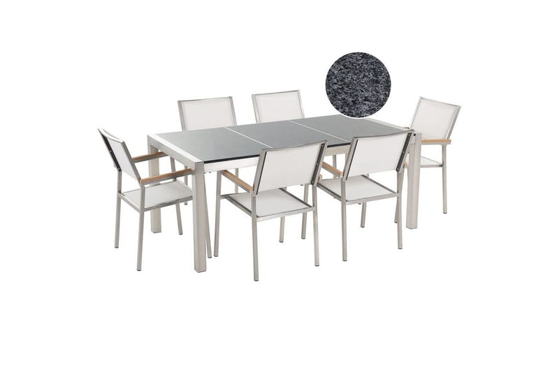 Matsalsset Beliani Grosseto Grafitgrå/Svart/Silver, 6-Sits Grey||White||Silver