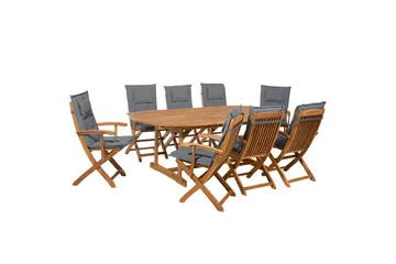 Matsalsset Beliani Maui 8-sits Grå/ljust trä Grey||Light wood