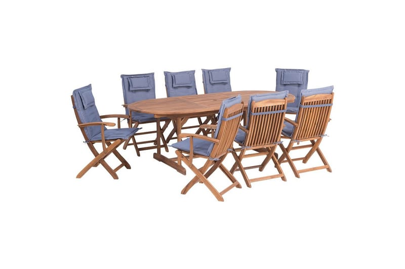 Matsalsset Beliani Maui 8-sits Grå/ljust trä Light wood||blue