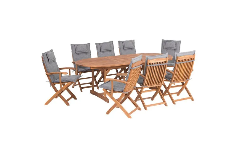 Matsalsset Beliani Maui 8-sits Grå/ljust trä Light wood||Grey
