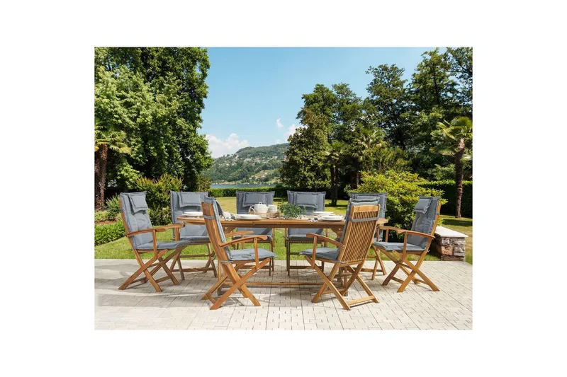 Matsalsset Beliani Maui 8-sits Grå/ljust trä Light wood||Grey - Hagemøbler & utemiljø - Hagegruppe - Spisegrupper hage