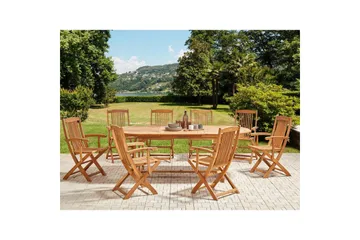Matsalsset Beliani Maui II Flerfärgad/beige/blå/ljus trä, 8-Sits Light wood - Hagemøbler & utemiljø - Hagegruppe - Spisegrupper hage
