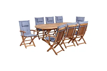 Matsalsset Beliani Maui II Flerfärgad/beige/blå/ljus trä, 8-Sits Light wood||blue
