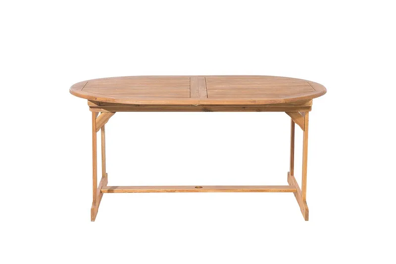 Matsalsset Beliani Maui med parasoll 8-sits Ljus trä/beige Light wood||Beige - Hagemøbler & utemiljø - Hagegruppe - Spisegrupper hage