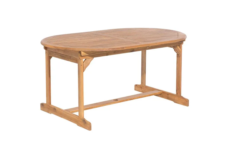 Matsalsset Beliani Maui med parasoll 8-sits Ljus trä/beige Light wood||Beige - Hagemøbler & utemiljø - Hagegruppe - Spisegrupper hage
