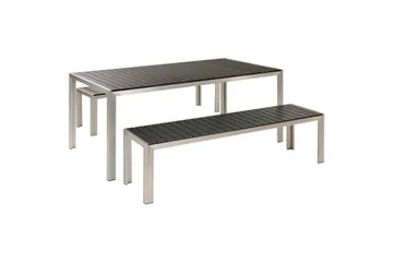Matsalsset Beliani Nardo Ljus trä/svart Black||Silver