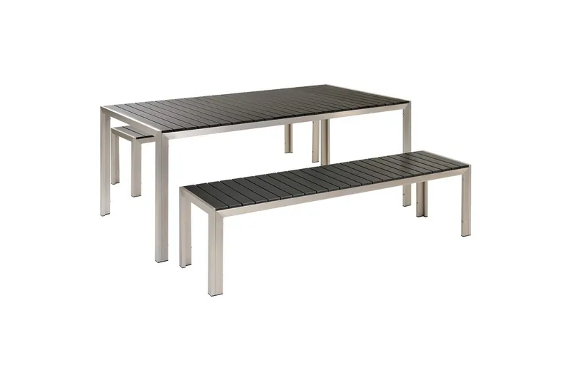 Matsalsset Beliani Nardo Ljus trä/svart Black||Silver